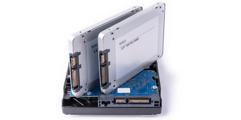 hard disk and ssd drives on a white background