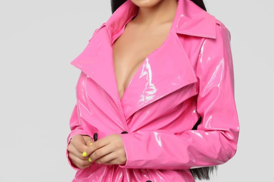 Lady in a neon pink oversized coat