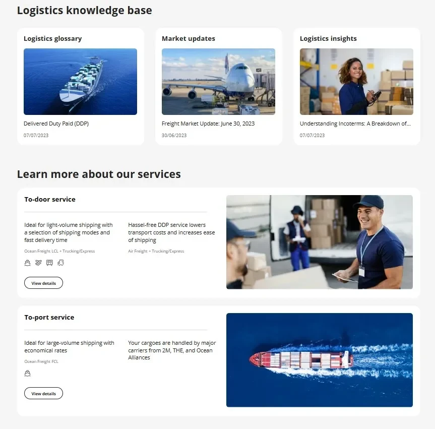 logistics services available at alibaba.com’s logistics marketplace