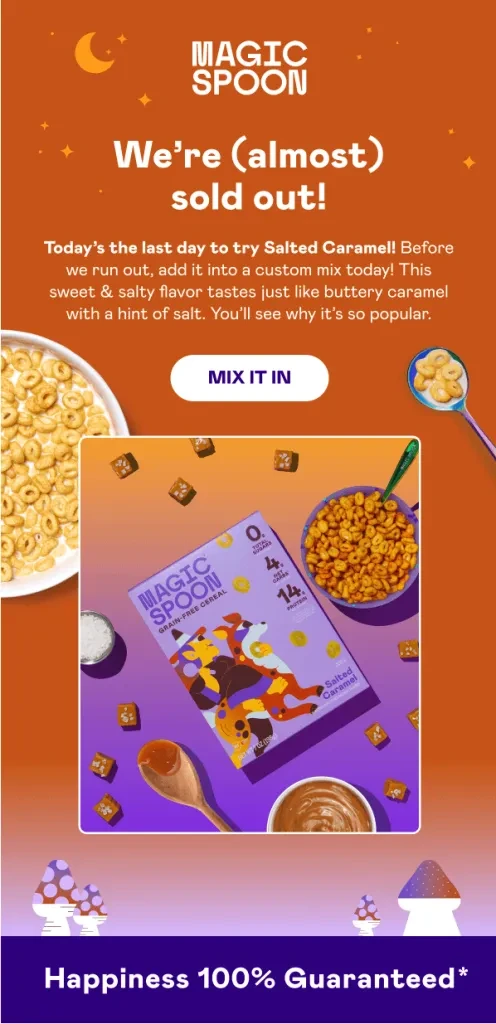 E-mail de última chance de cereal com colher mágica