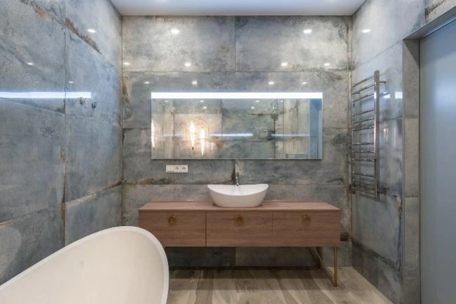 espejo de baño rectangular con luz led