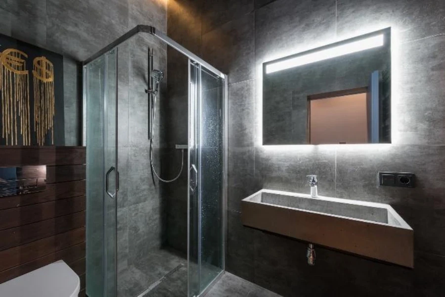 espejo led de tocador de baño rectangular