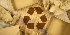 Recycle symbol among various packaging options