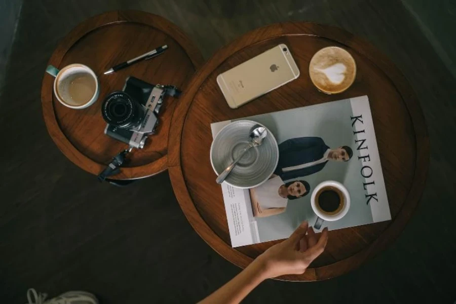 Meja kopi bersarang kayu bulat