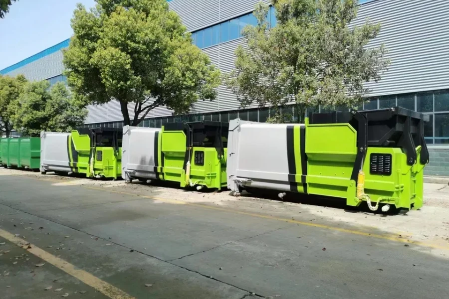 Compactadores de reciclagem de lixo externos com elevador