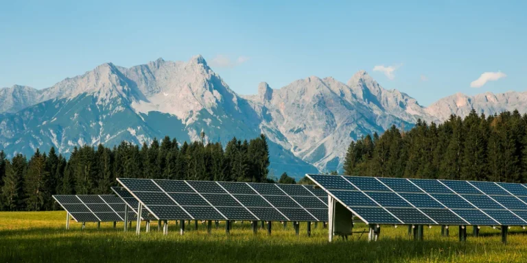 Solar panels on the field