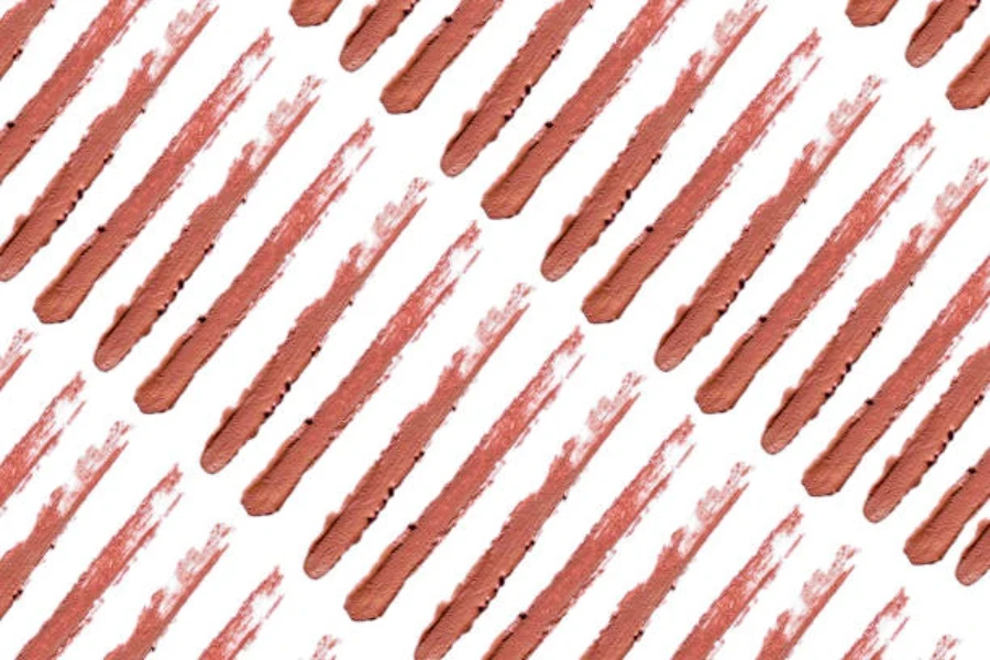 Swatches of brown colored lipstick next to each other