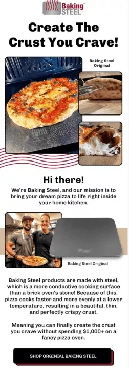 thank you email by Baking Steel