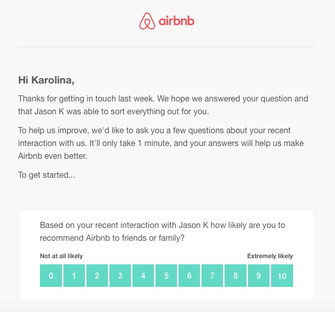 thank-you email template from Airbnb