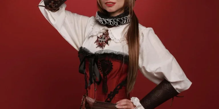 Woman in a classic steampunk outfit