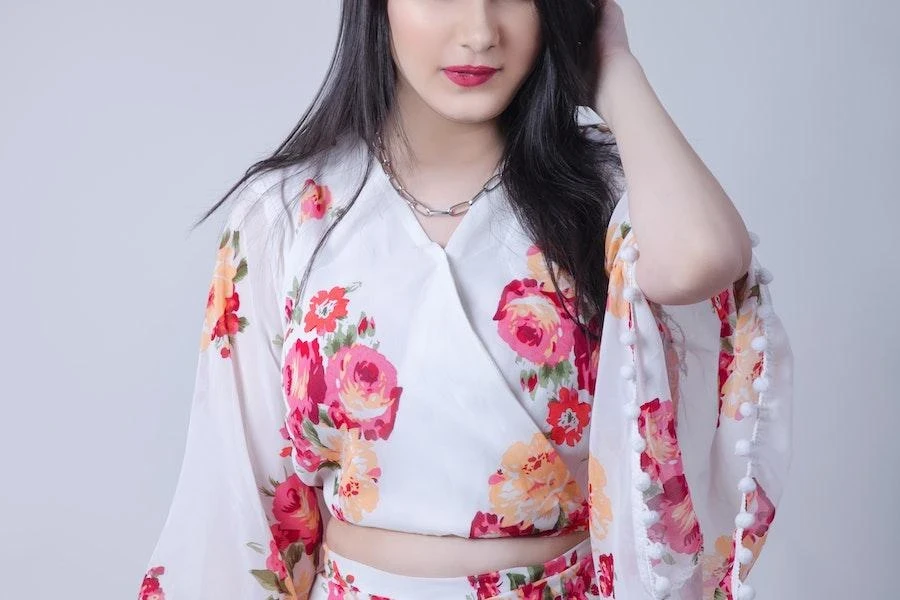 Woman rocking a floral kimono