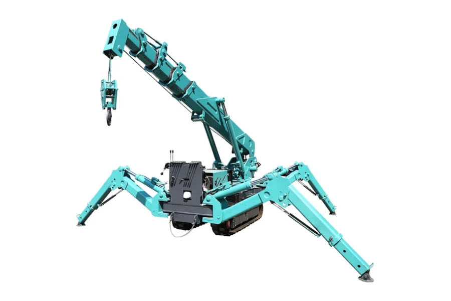 5-ton spider crane unfolded for use