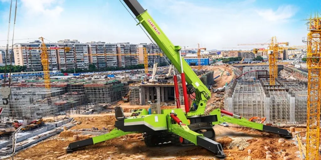 8-ton spider cranes on a construction site