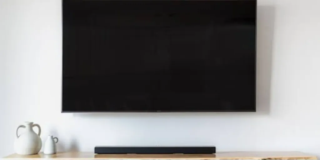 a home setting with a soundbar and tv