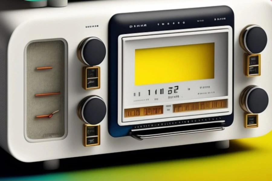 XNUMXつのスピーカーを備えたポータブルラジオ