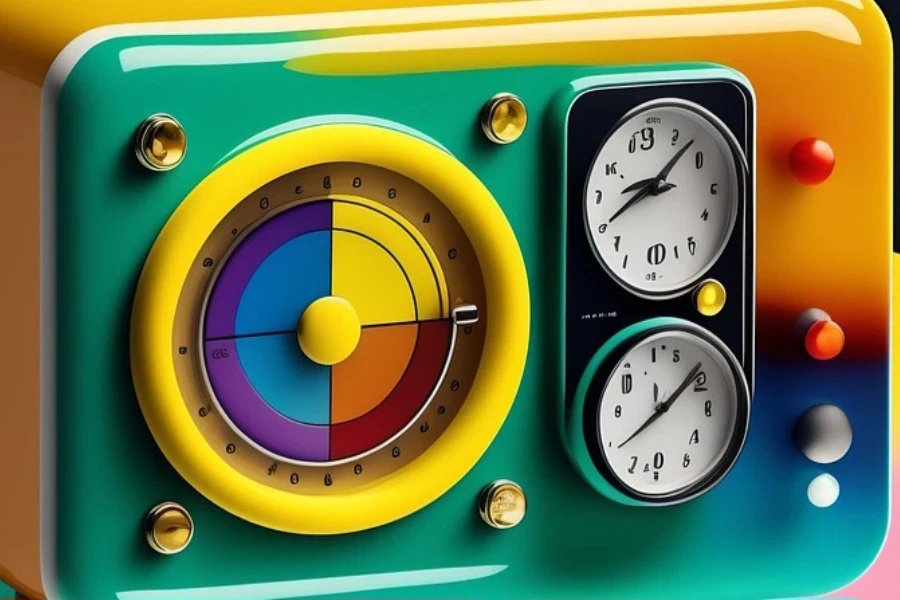 A portable radio with two extra clocks