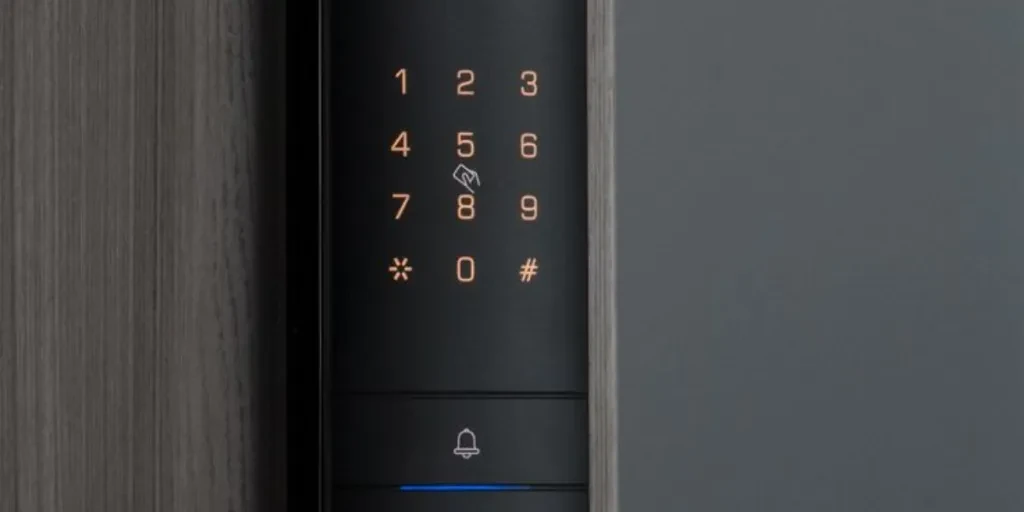 a smart keypad lock with digital buttons