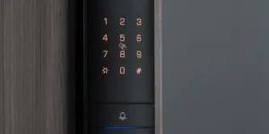 a smart keypad lock with digital buttons