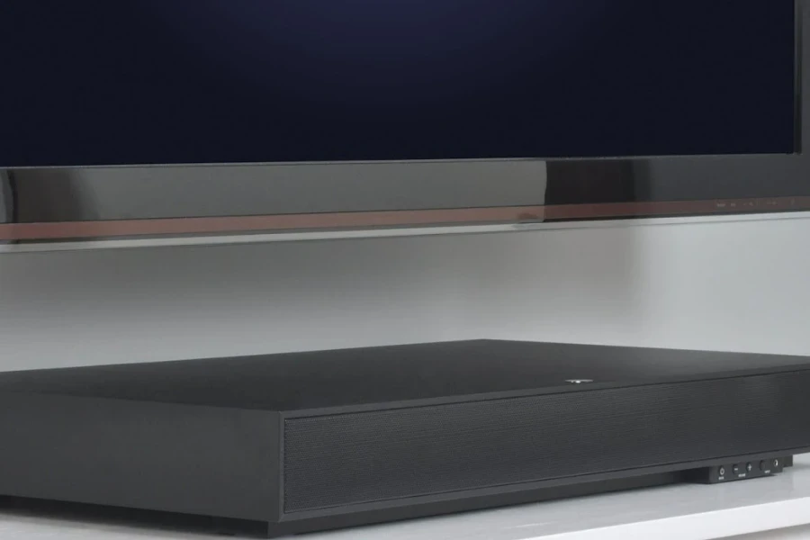 a soundbase under a tv