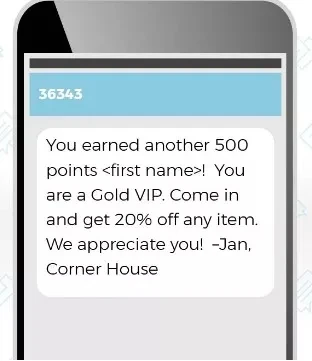 a status update sms for the loyalty program