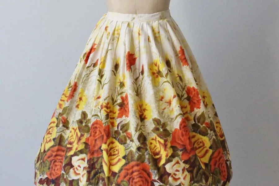 A tiki-inspired full circle skirt on display