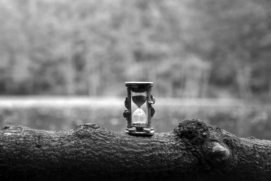 A wooden antique decor hourglass