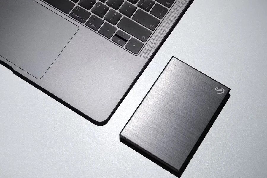 an external hard drive in a stainless steel case