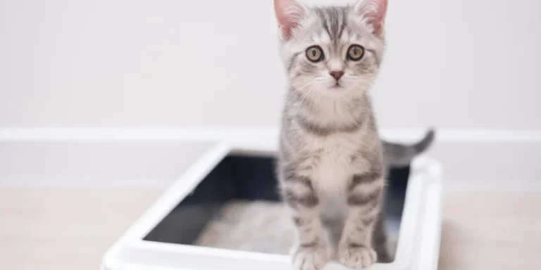 cat sat in litter tray