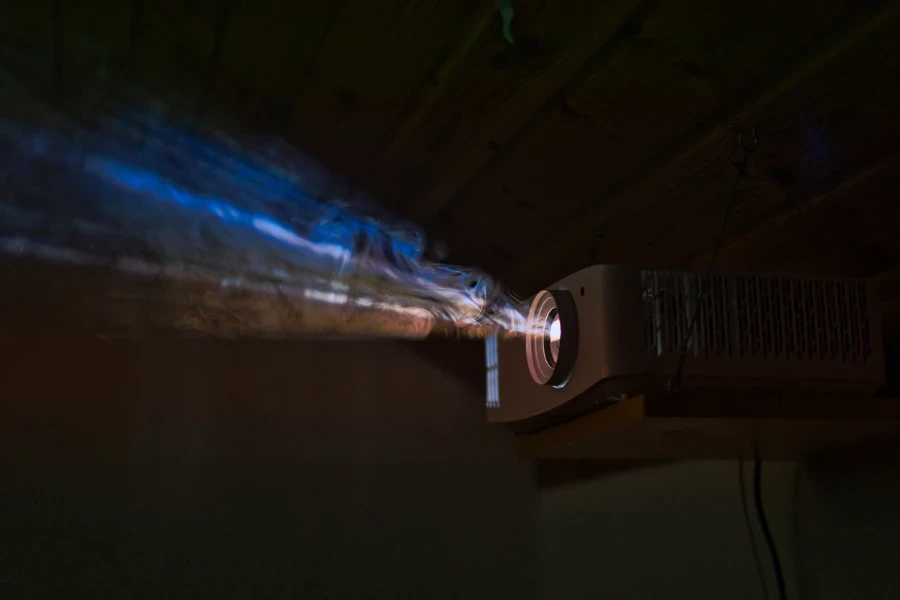 Colorful projector beam through smoke