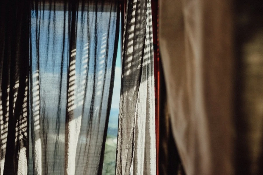 Curtains drawn over a window