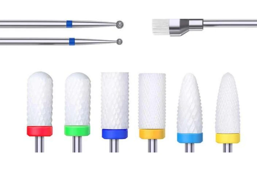 Different sizes of nail drill bits