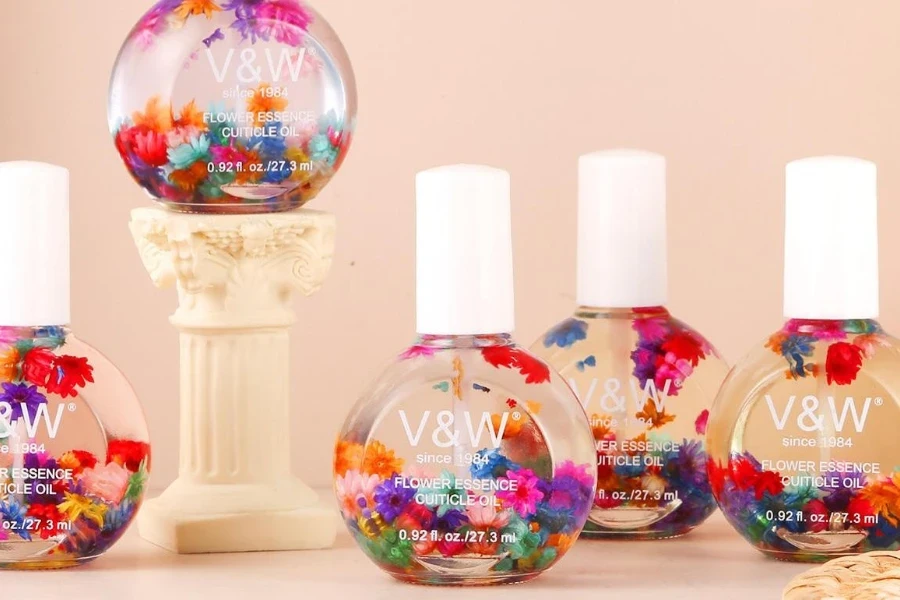 Fancy branded bottles of cuticle oils