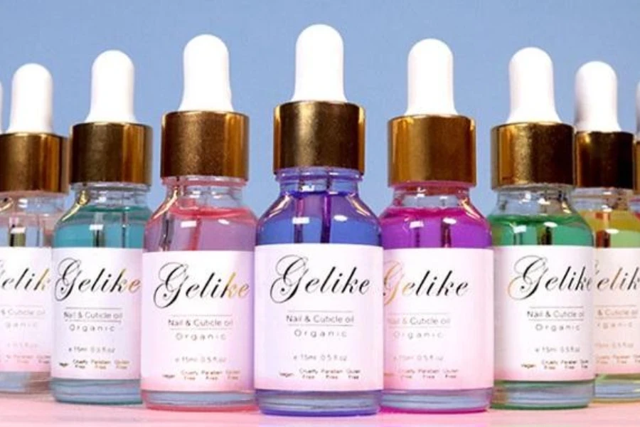 Multiple bottles of organic cuticle oil