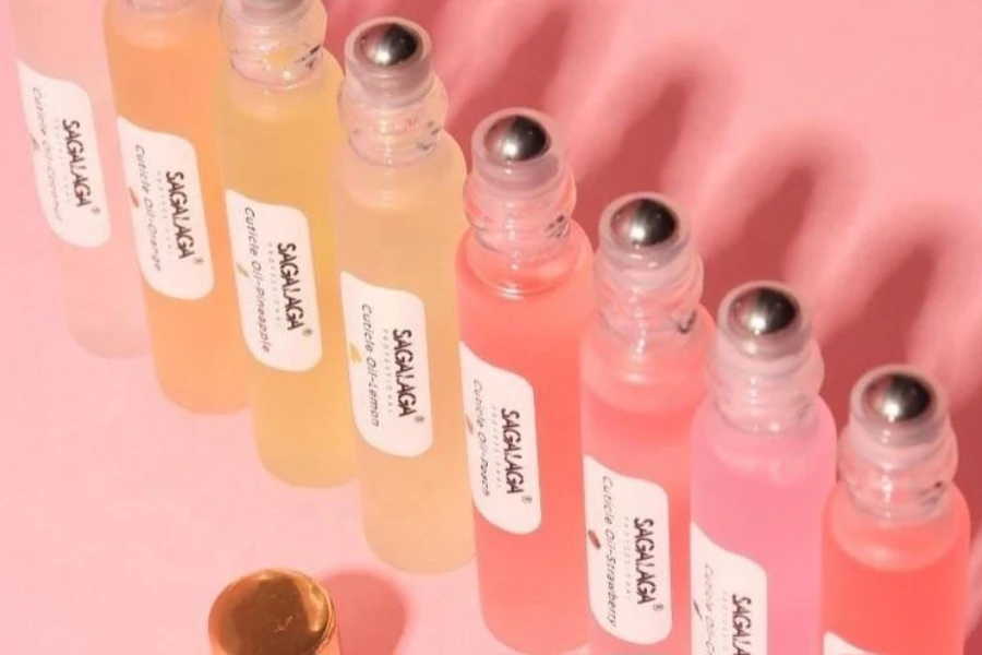 Multiple cuticle oils with ball-tip caps