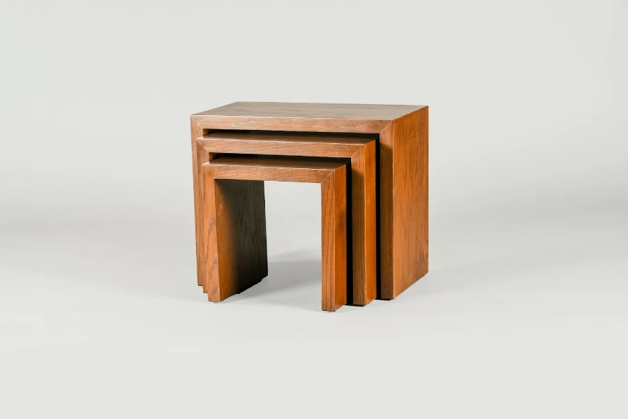 Nesting stained wood waterfall foyer console tables