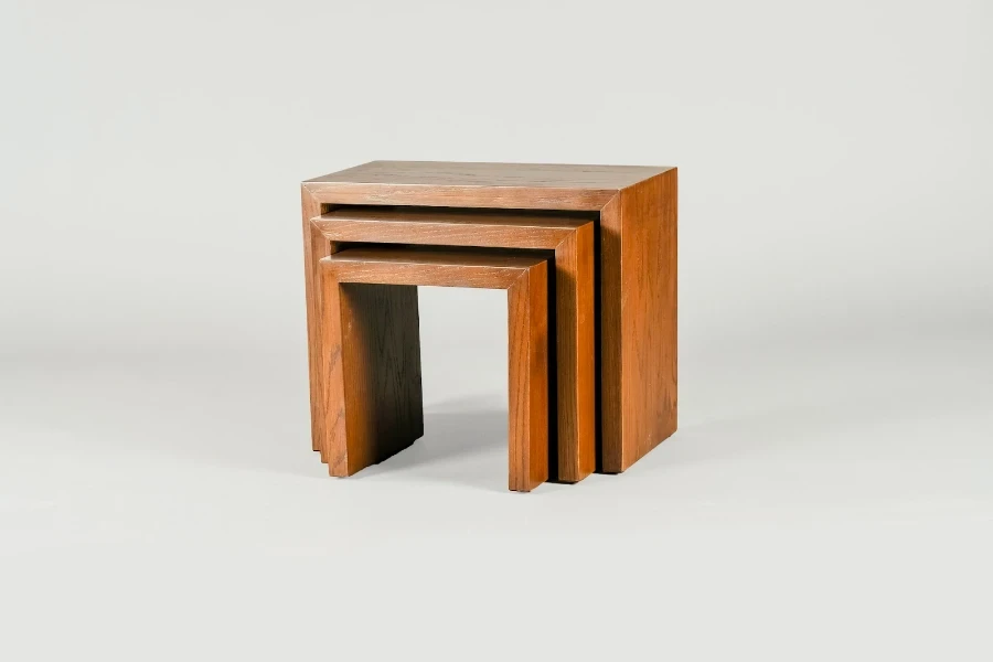 Nesting stained wood waterfall foyer console tables