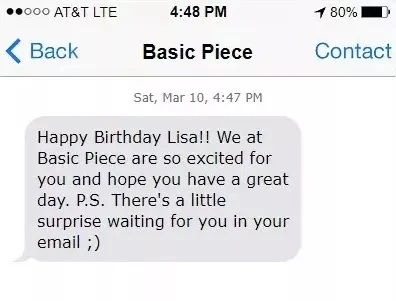 personalized text message by basic piece