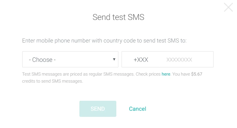 envoyer un sms test