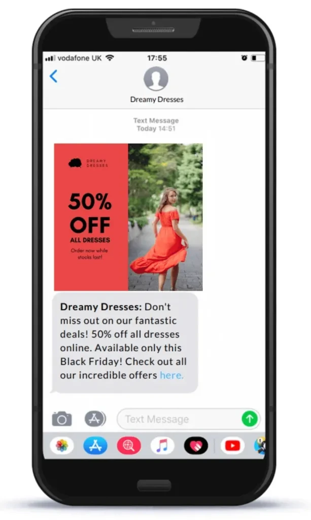 sms promoting black friday offers