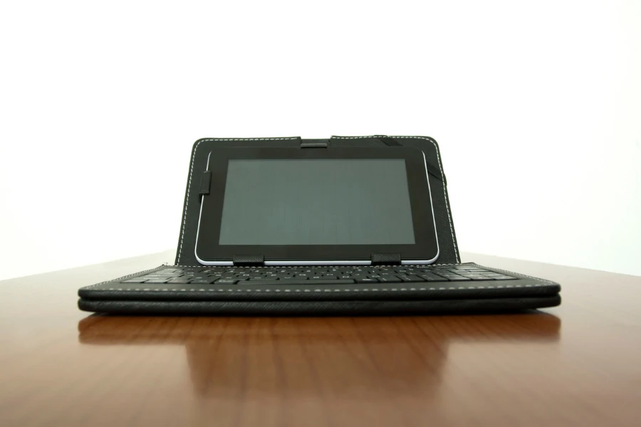 tablet with keyboard case on a table