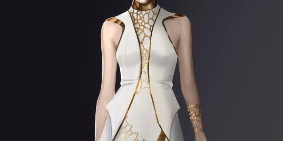 Woman showcasing a sci-fi inspired dress