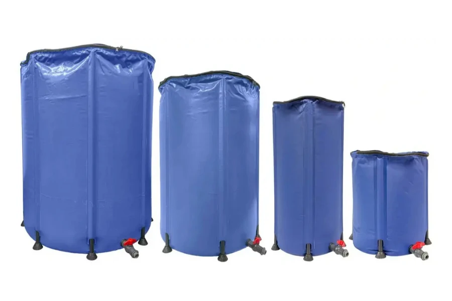 A couple of rain barrel collection systems