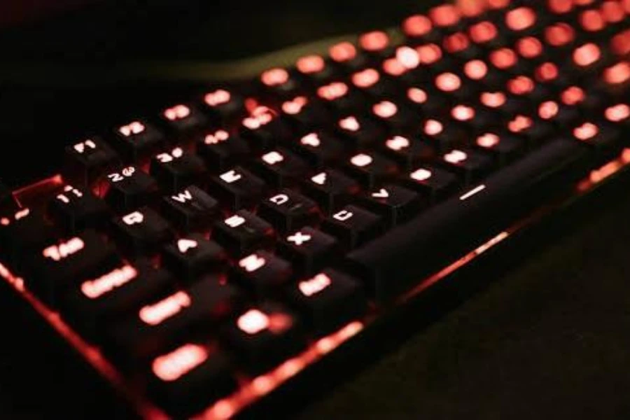 A glowing mechanical gaming keyboard