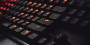 a standard gaming keyboard with rgb lights
