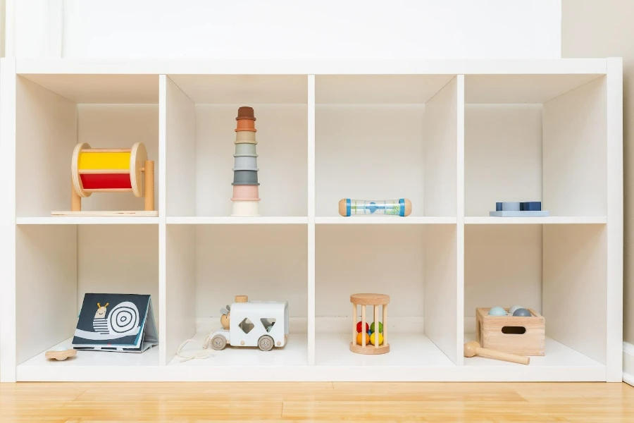 A toy storage with compartments