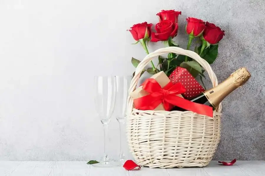 a valentine’s day hamper basket