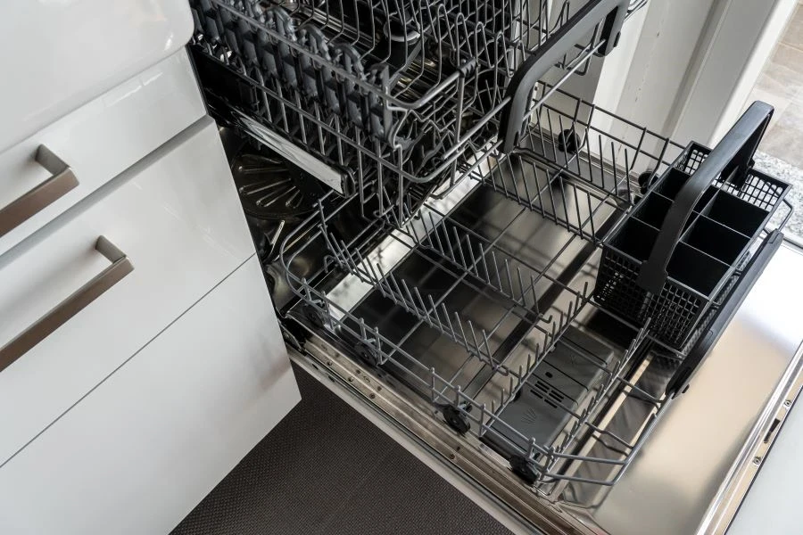 An empty dishwasher machine