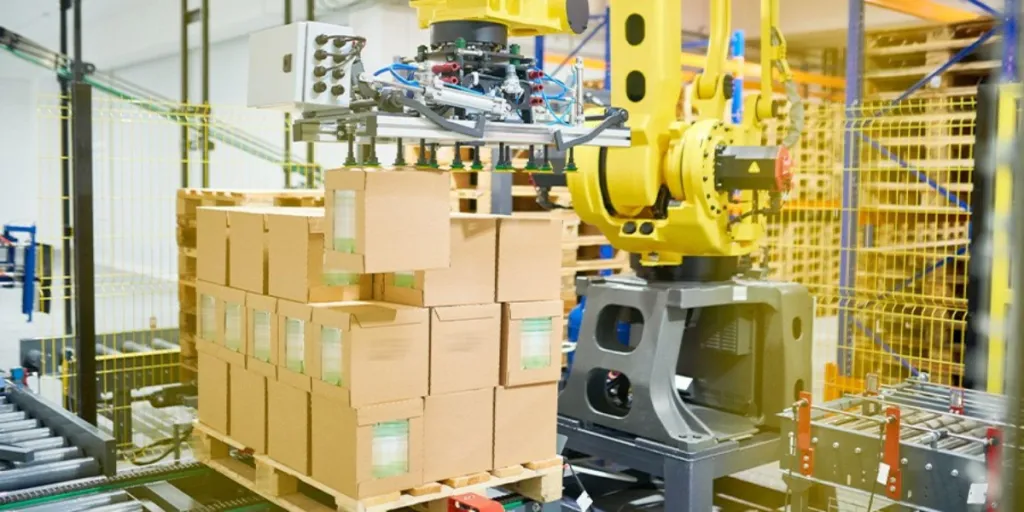 Automatic packaging machine working upon a pile of cardboard boxes
