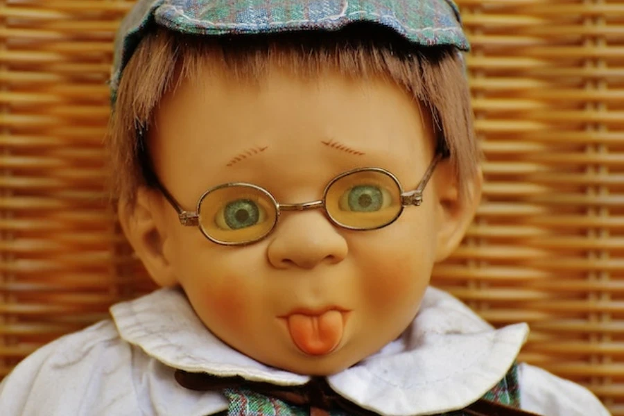 Doll wearing eyeglasses