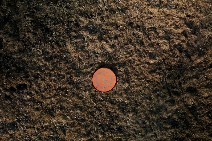 drone landing pads on a wasteland